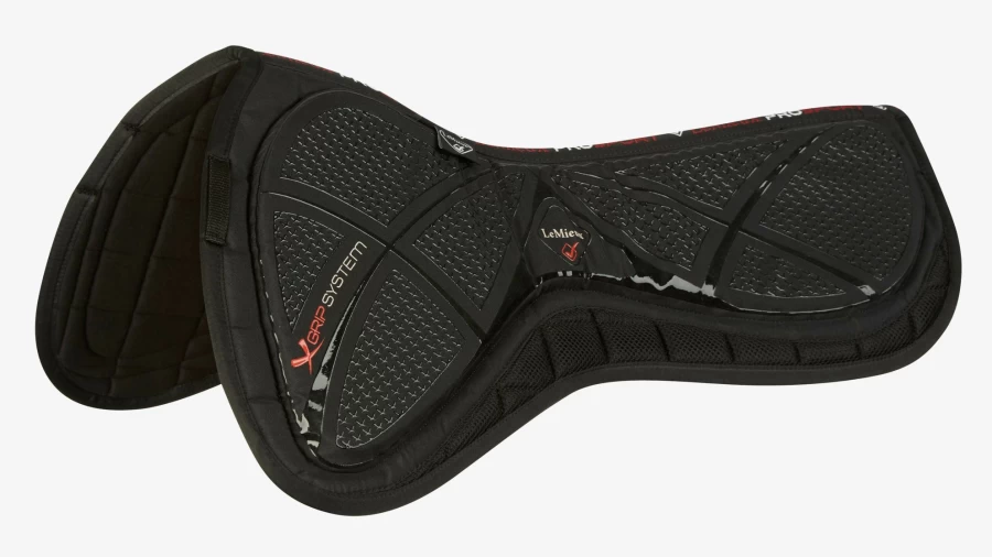 LeMieux X-Grip Non-Slip Silicone Half Pad - Breathable Grip Saddle Pad for Horses, Black, Large Size