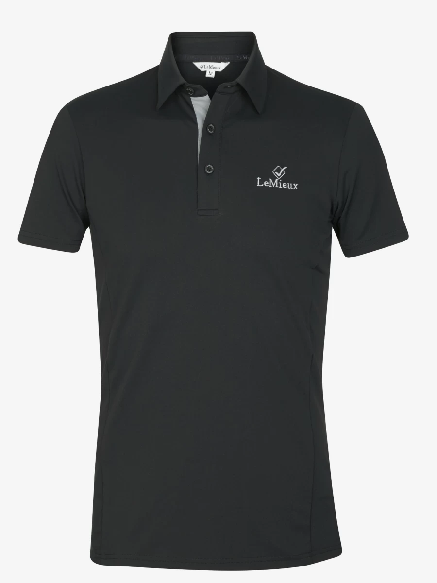 LeMieux Men's Classic Black Polo Shirt - Breathable Cotton Casual Tee for Men