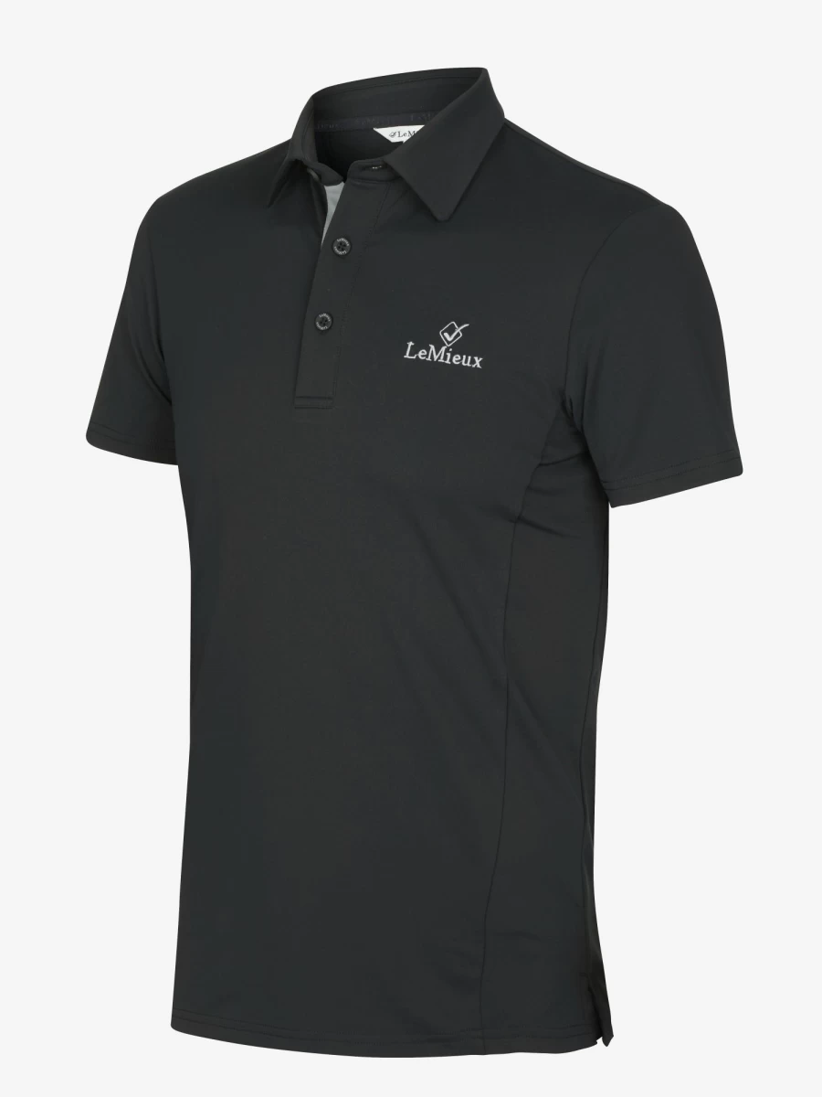 LeMieux Men's Classic Black Polo Shirt - Breathable Cotton Casual Tee for Men