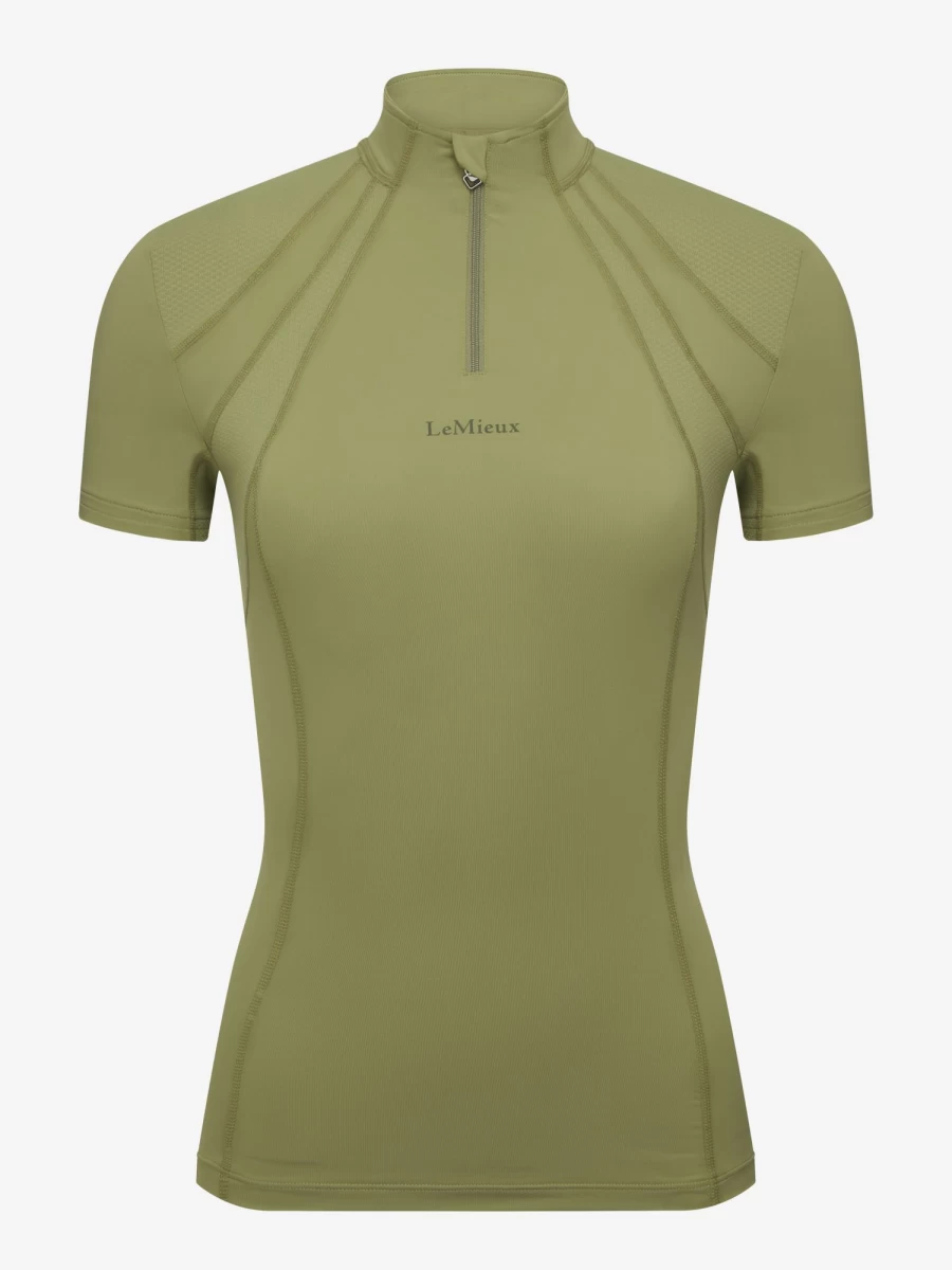 LeMieux Mia Mesh Short Sleeve Base Layer Top in Moss Green for Women