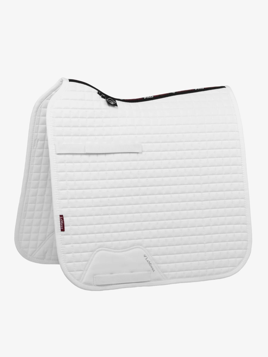 LeMieux Cotton Dressage Square White Saddle Pad with Long Strap - Large Size