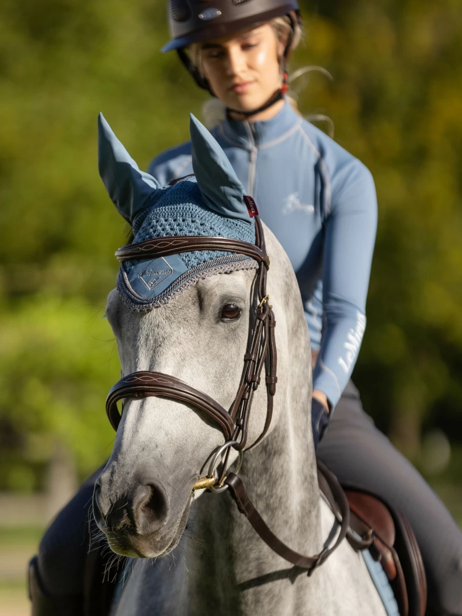 LeMieux Classic Fly Hood in Ice Blue – Lightweight Horse Riding Fly Protection