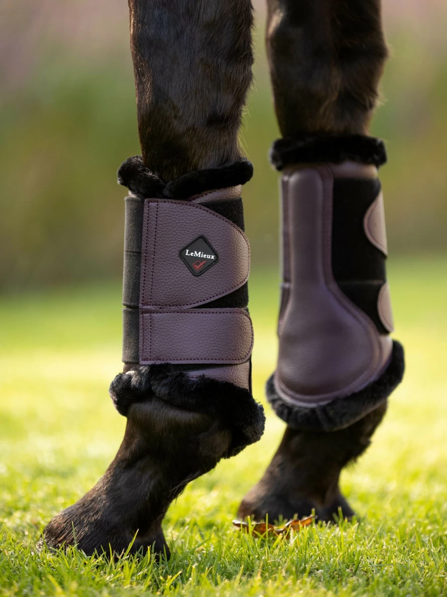 LeMieux Fleece Lined Brushing Boots for Horses – Warm & Protective Fig Design