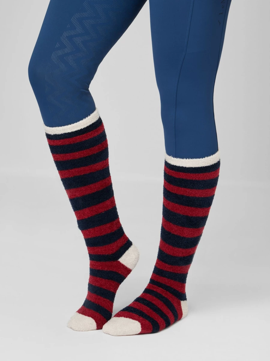 LeMieux Sophie Navy Striped Equestrian Fleece Leg Wraps