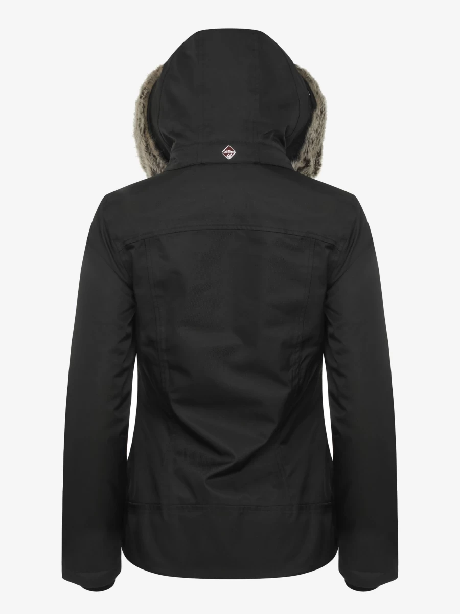 LeMieux Waterproof Short Coat for Women - Lightweight Black Rain Jacket with Hood