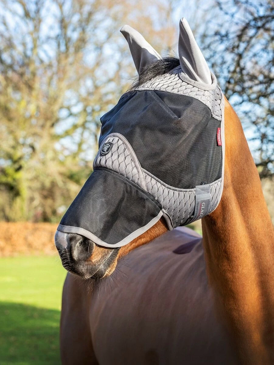 LeMieux Gladiator Full Fly Mask - Horse Riding Fly Protection with Comfort Fit