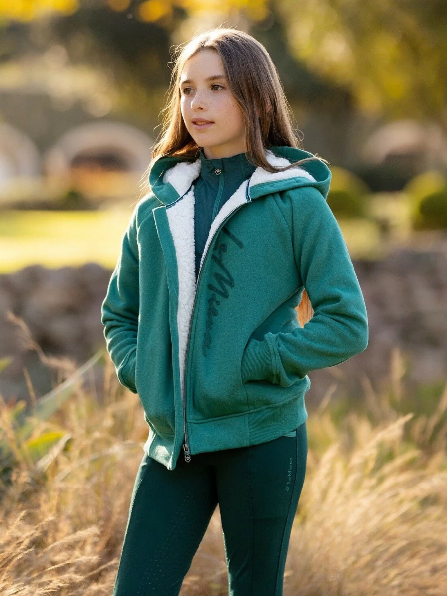 LeMieux Young Rider Sherpa-Lined Hollie Hoodie - Warm Evergreen Equestrian Jacket for Kids