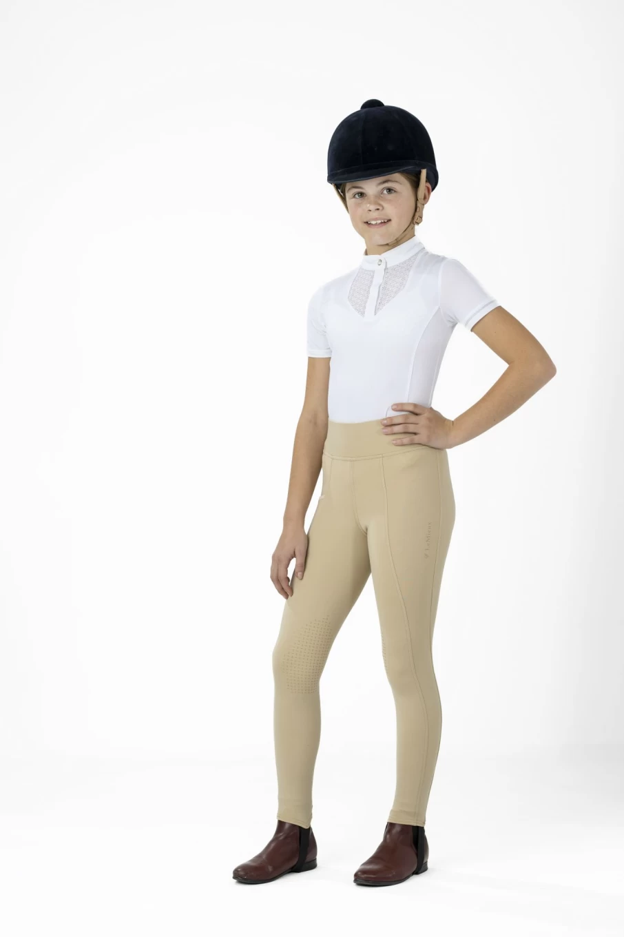 LeMieux Young Rider Pull-On Breech in Beige - Comfortable Equestrian Riding Pants