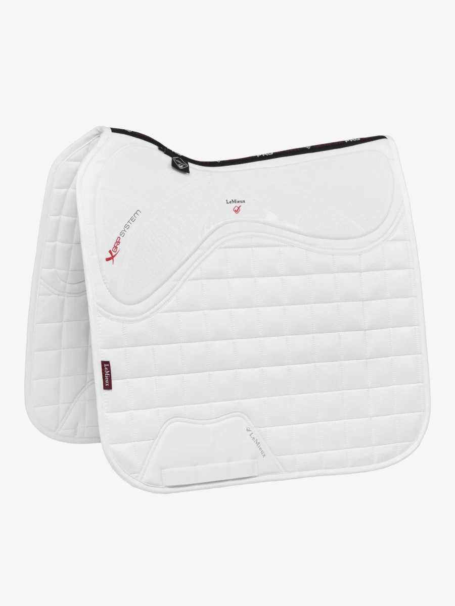 LeMieux X-Grip Silicone Dressage Saddle Pad - Square, White, Large - Non-Slip Grip Technology