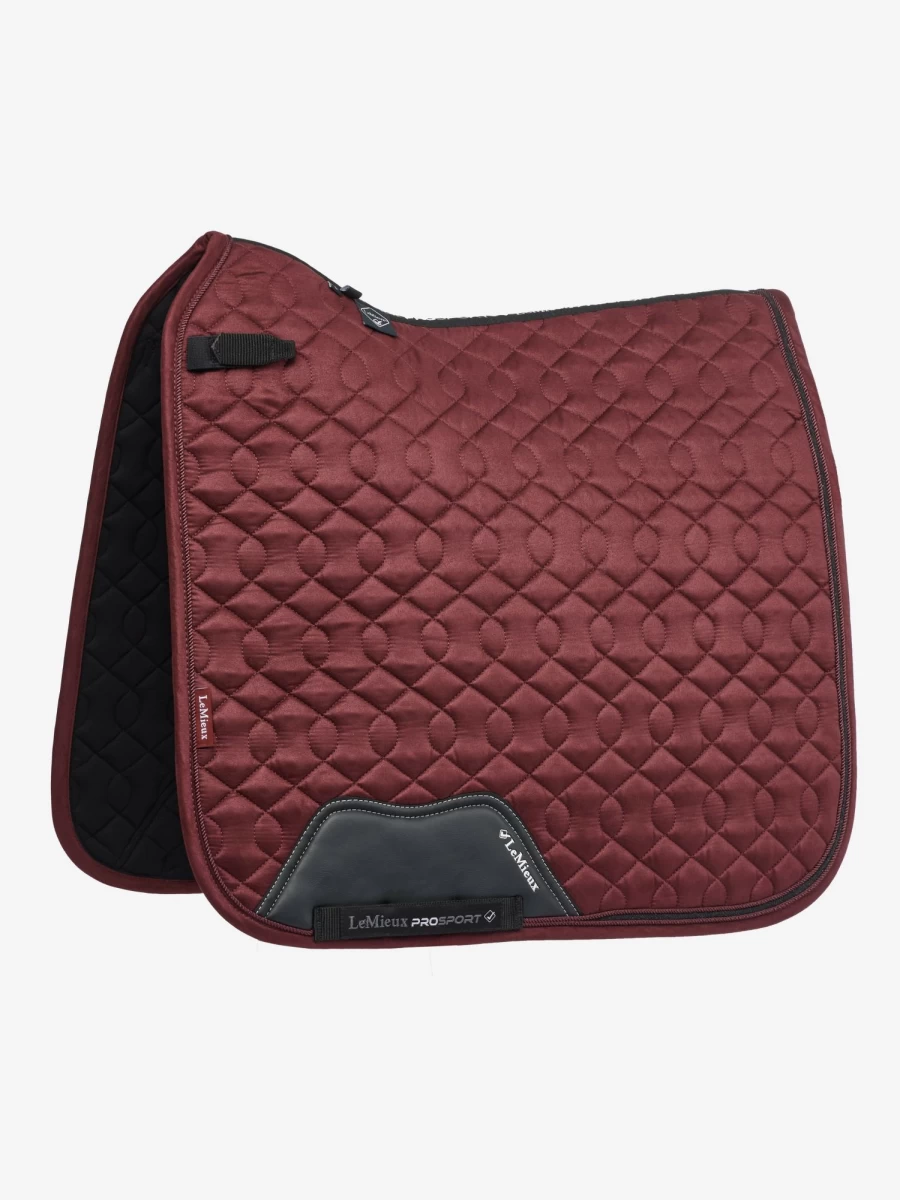 LeMieux Burgundy Crystal Suede Dressage Saddle Pad for Enhanced Comfort & Style