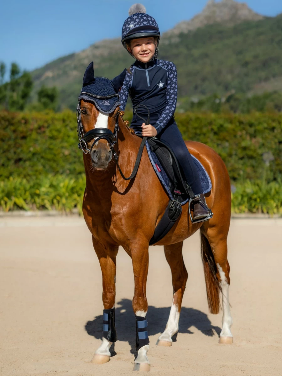 LeMieux Mini Fly Hood Indigo - Lightweight Horse Fly Mask with UV Protection