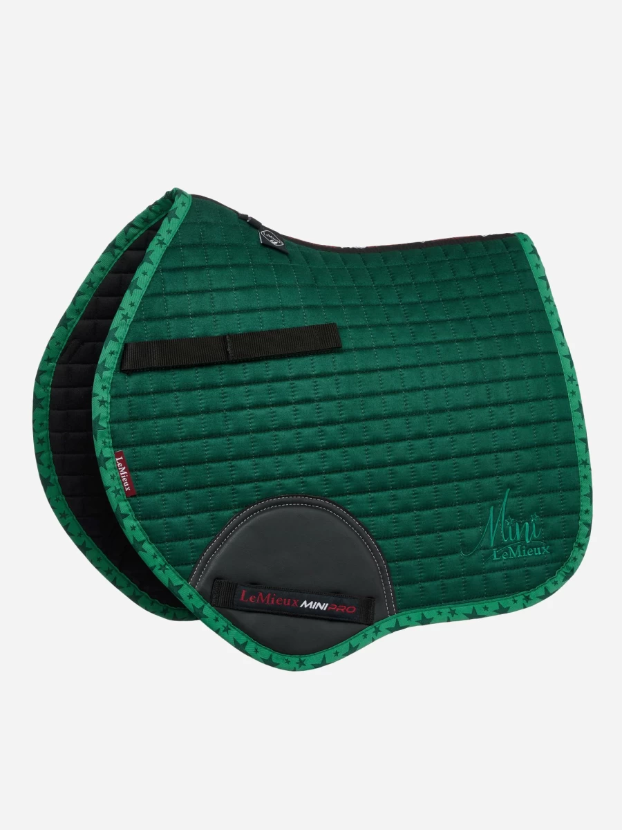 LeMieux Mini Suede Square Jump in Spruce Green for Equestrian Training