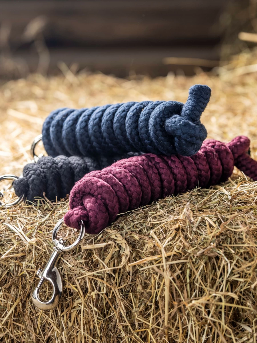 LeMieux Cotton Lead Rope - Adjustable Black Horse Training Lead - Durable & Soft Equestrian Rope