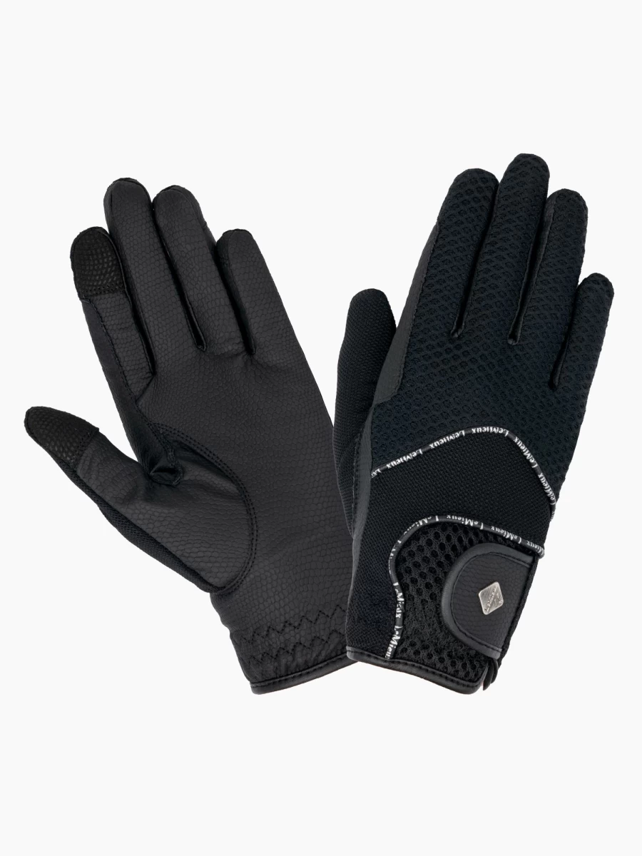 LeMieux 3D Mesh Black Riding Gloves - Breathable Equestrian Gloves for Enhanced Grip
