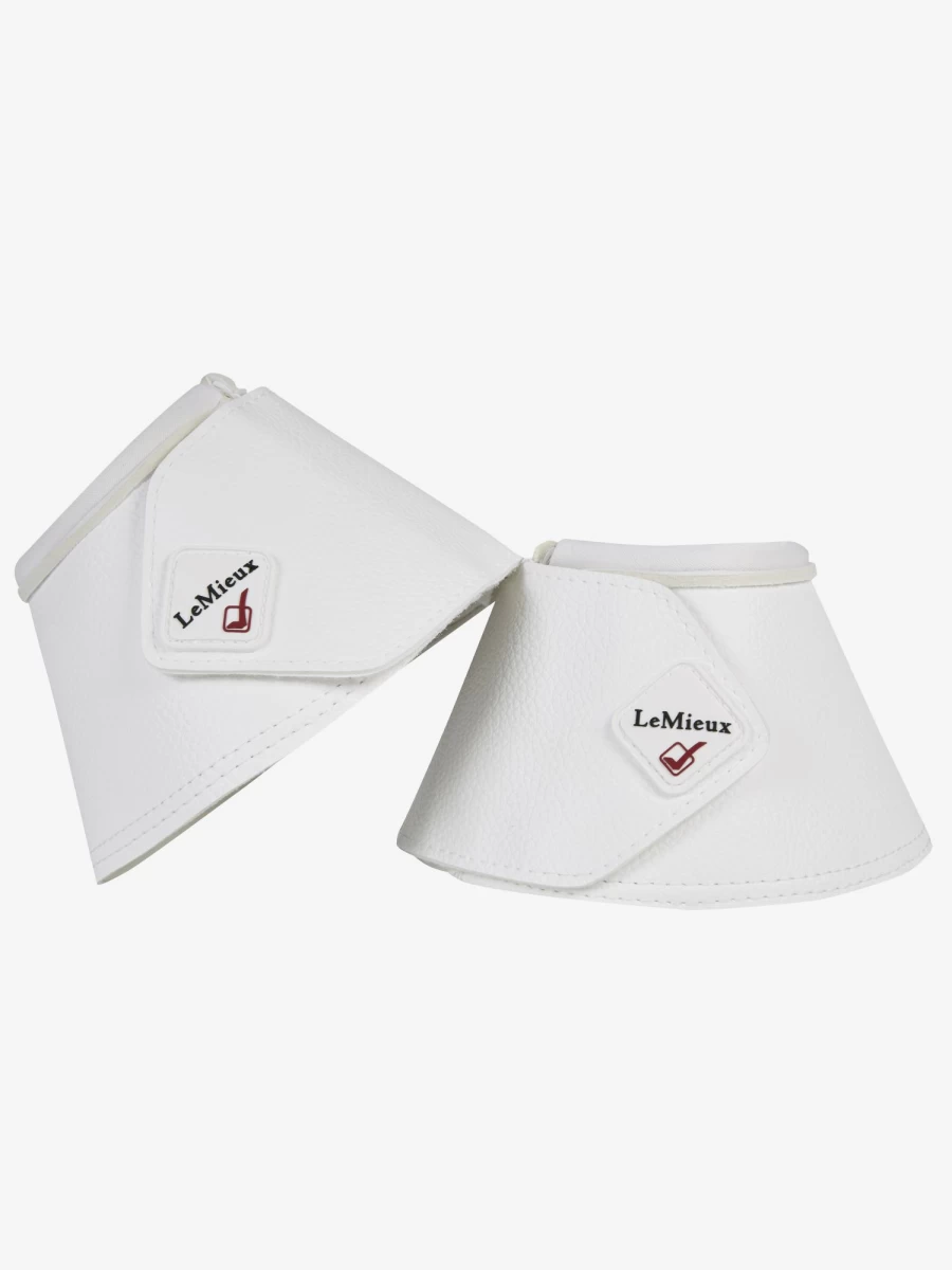 LeMieux White Leather Wrapround Over Reach Boots for Horses