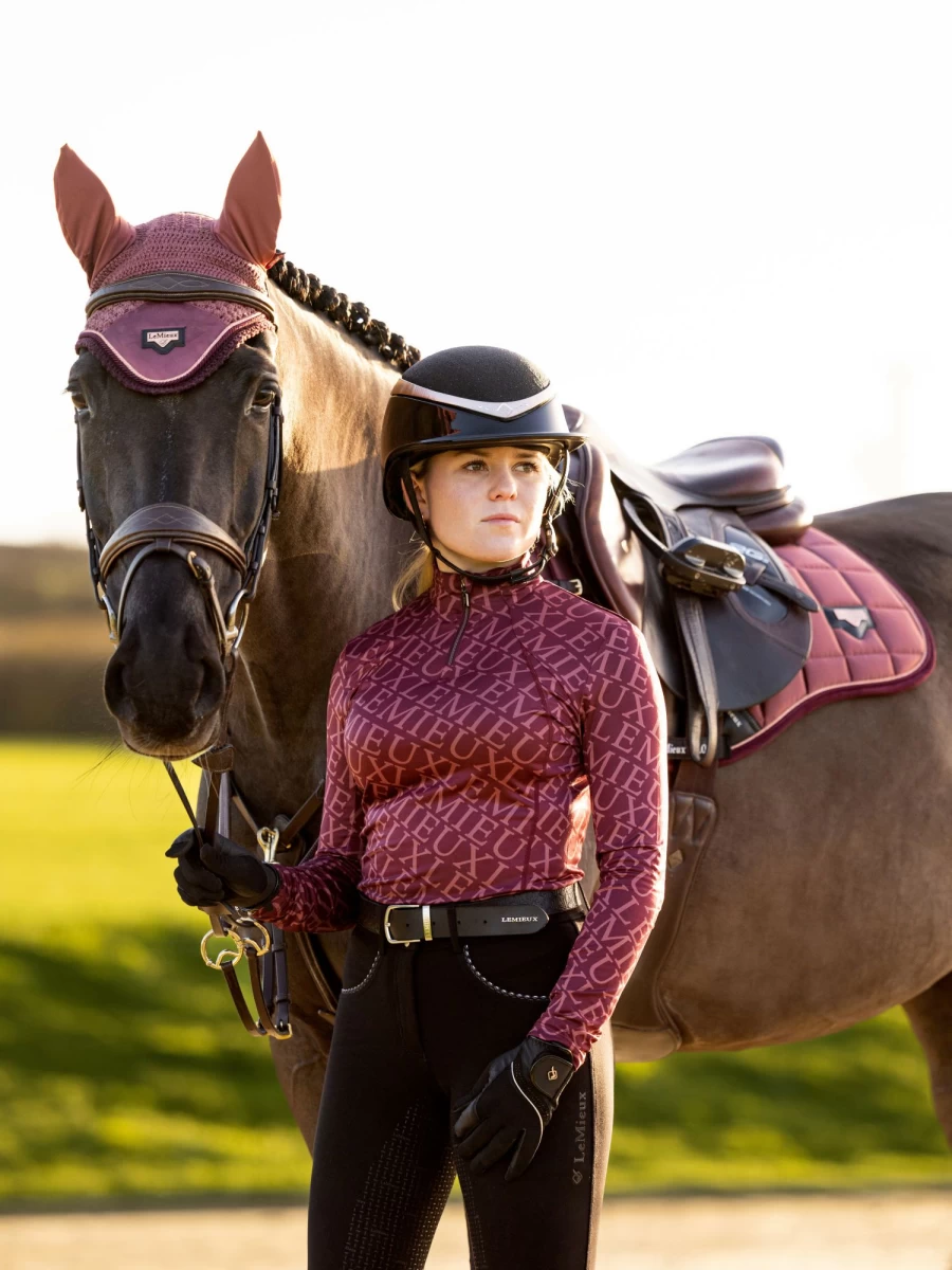 LeMieux Fleur Base Layer - Merlot Red Thermal Underwear for Women