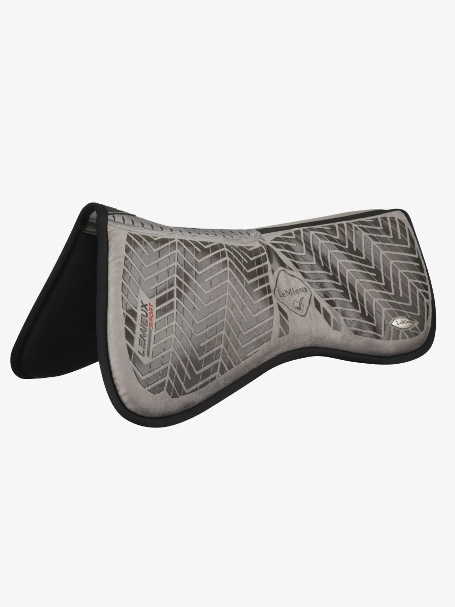 LeMieux Grey Large Sports Grip Memory Foam Half Pad for Enhanced Stability