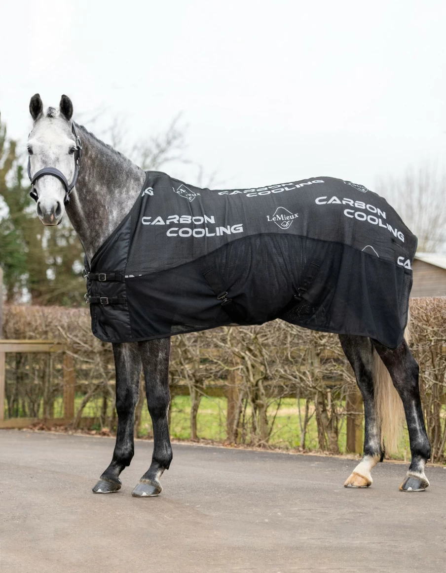 LeMieux Carbon Cooler Rug - Breathable Black Horse Cooling Sheet for Summer Riding