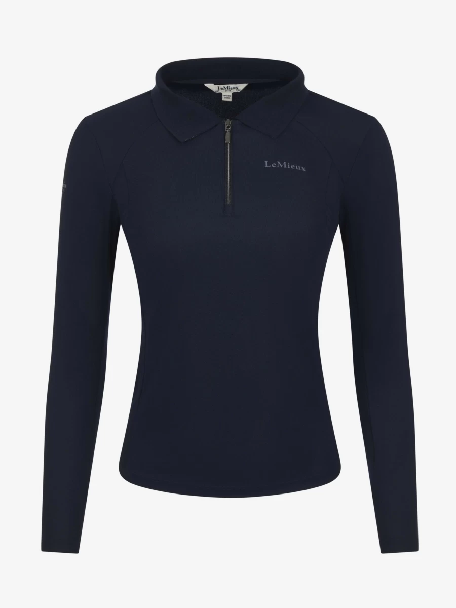 LeMieux Men's Performance Long Sleeve Polo Shirt - Navy Blue Athletic Golf Tennis Top