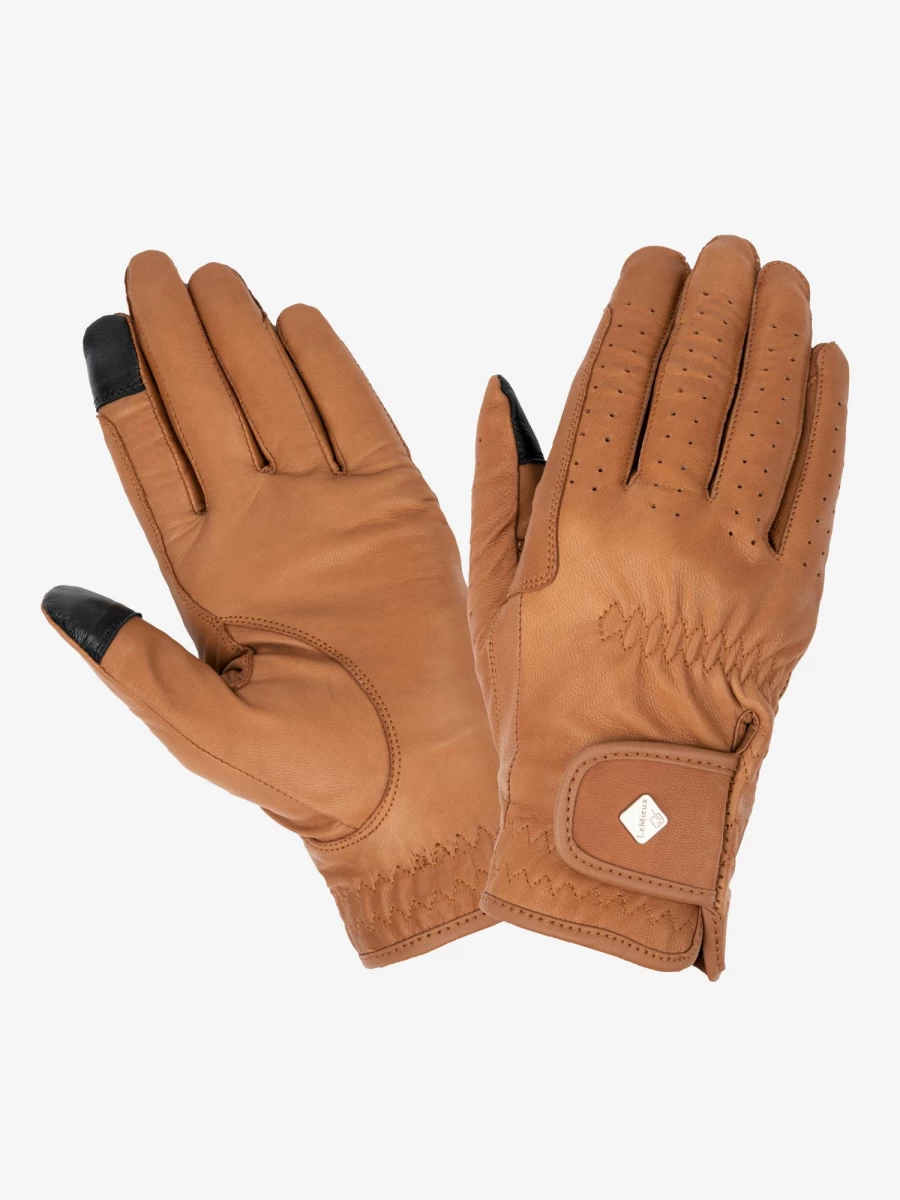 LeMieux Classic Tan Leather Riding Gloves for Equestrian & Horseback Riding