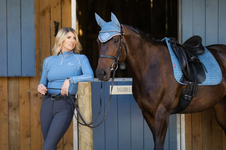 LeMieux Suede Dressage Saddle Pad in Ice Blue – Premium Square Contour for Equestrian Riding