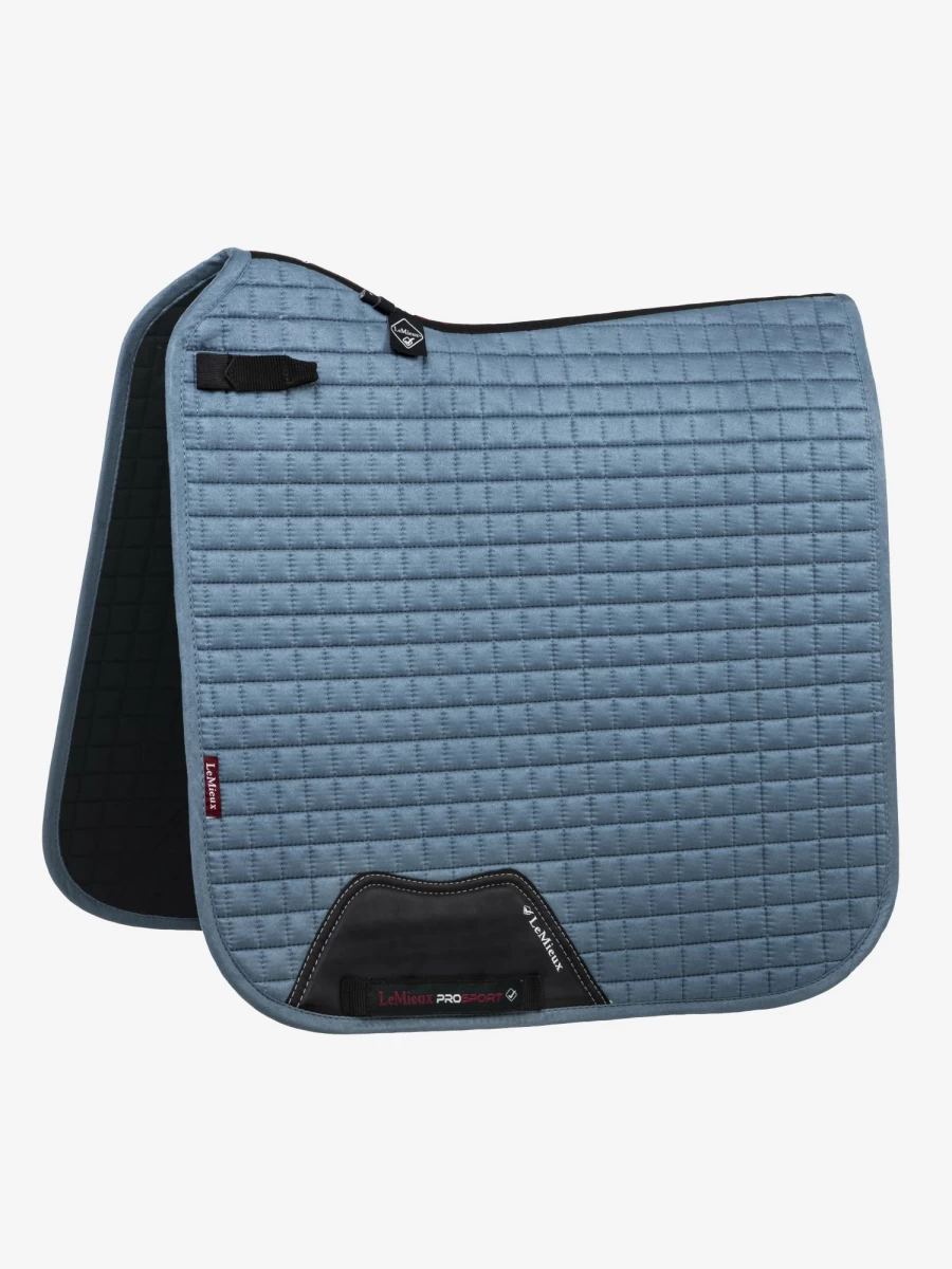 LeMieux Suede Dressage Saddle Pad in Ice Blue – Premium Square Contour for Equestrian Riding