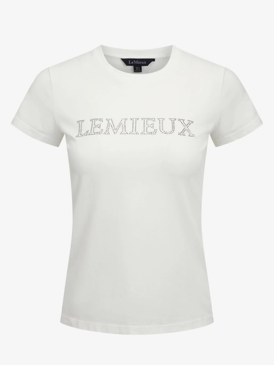 LeMieux Women's White Diamante Embellished T-Shirt | Stylish Rhinestone Casual Top