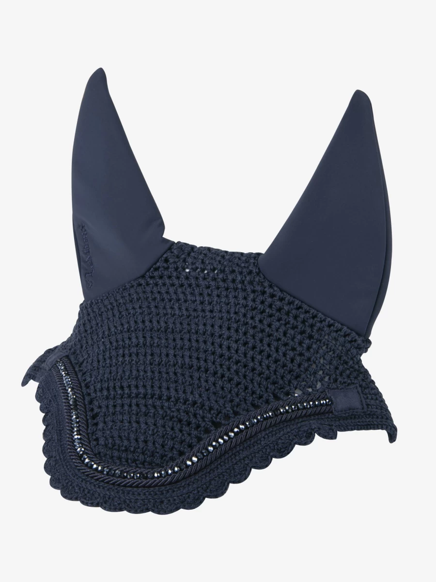 LeMieux Diamante Acoustic Fly Hood in Navy – Breathable Horse Fly Mask with Crystal Embellishments