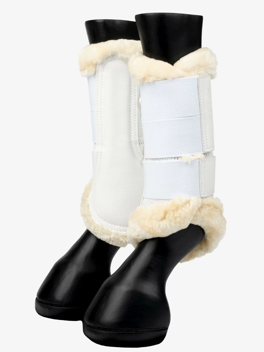 LeMieux White Fleece Edged Mesh Horse Brushing Boots - Breathable & Protective Leg Wear