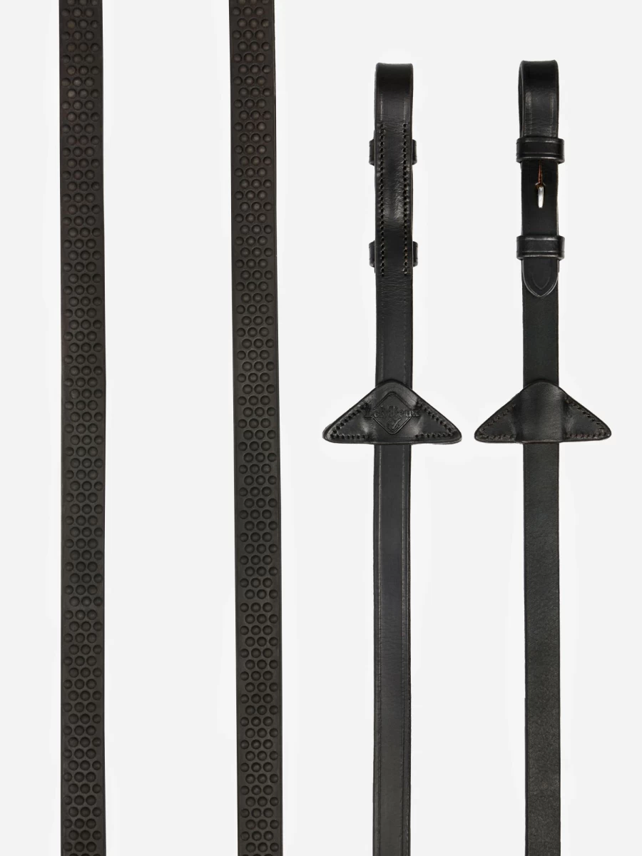 LeMieux Soft Rubber Reins for Horses - Durable Brown/Silver Equestrian Training Gear