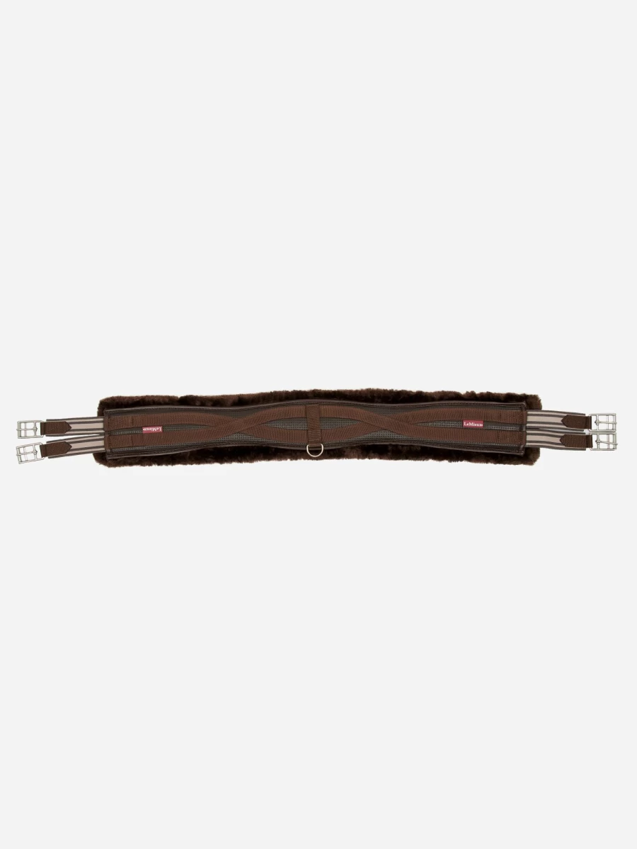 LeMieux Fleece Lined Anatomic Girth - Comfortable Brown Leather Horse Girth for Secure Fit
