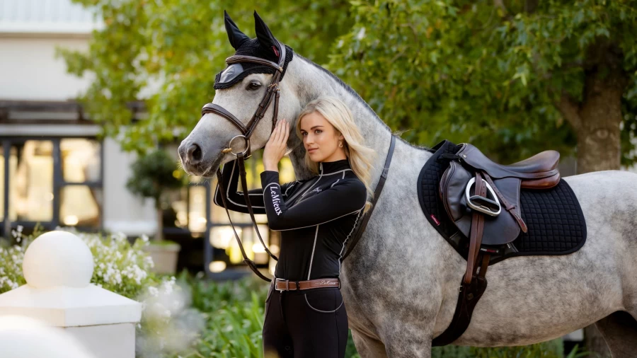 LeMieux Black Suede Square Close Contact Riding Gloves for Equestrian Sports