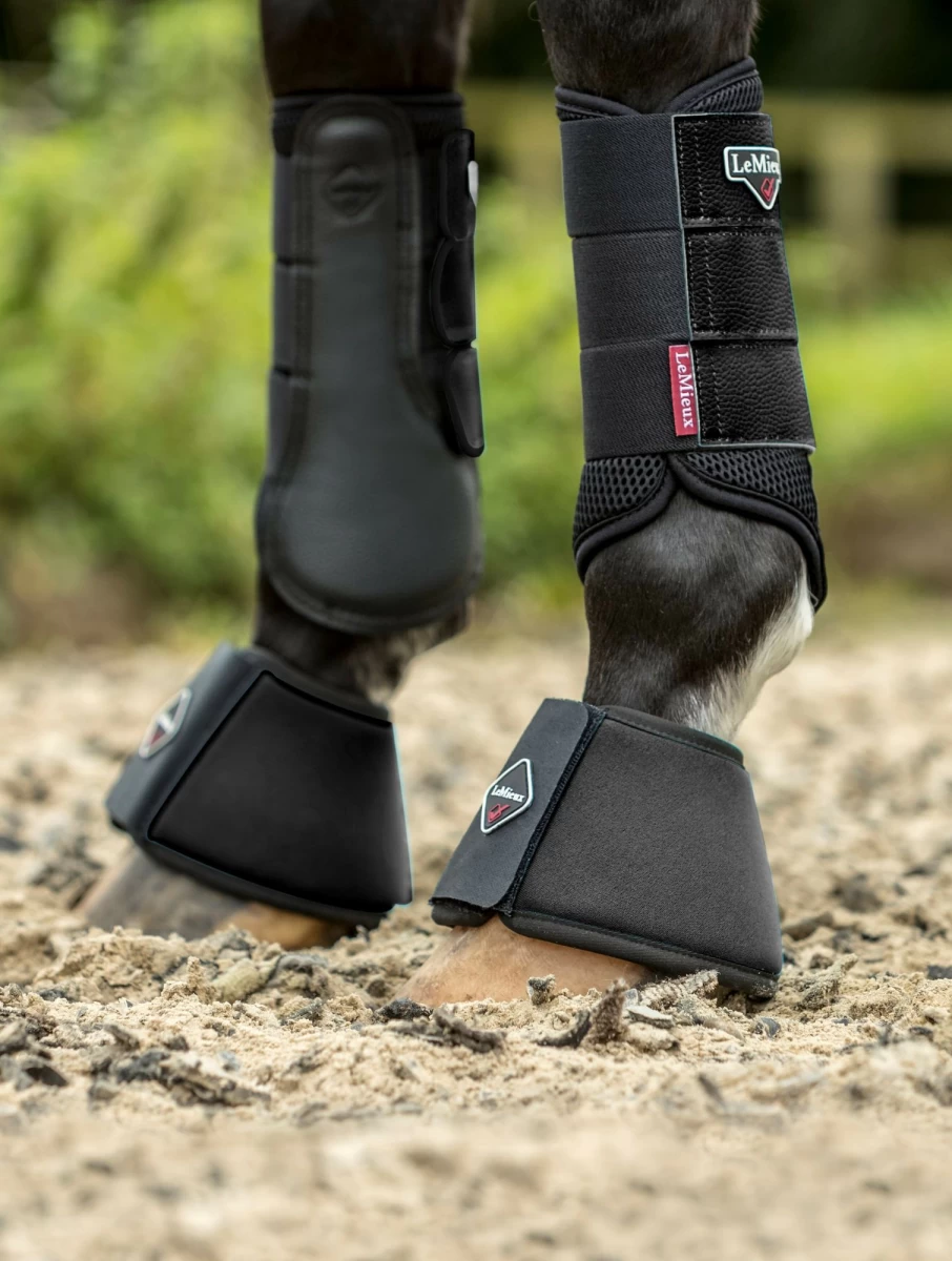 LeMieux Soft Shell Over Reach Boots for Horses - Breathable Black Protective Horse Boots