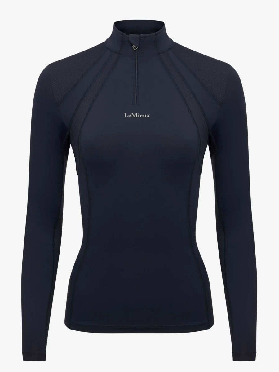 LeMieux Mia Mesh Long Sleeve Base Layer for Women - Navy Blue Performance Top