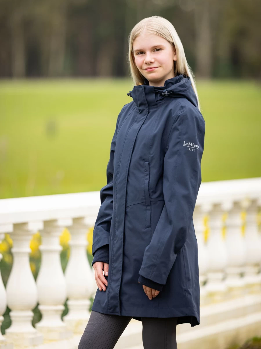 LeMieux Junior Pro Waterproof Coat for Kids - Navy Blue Raincoat