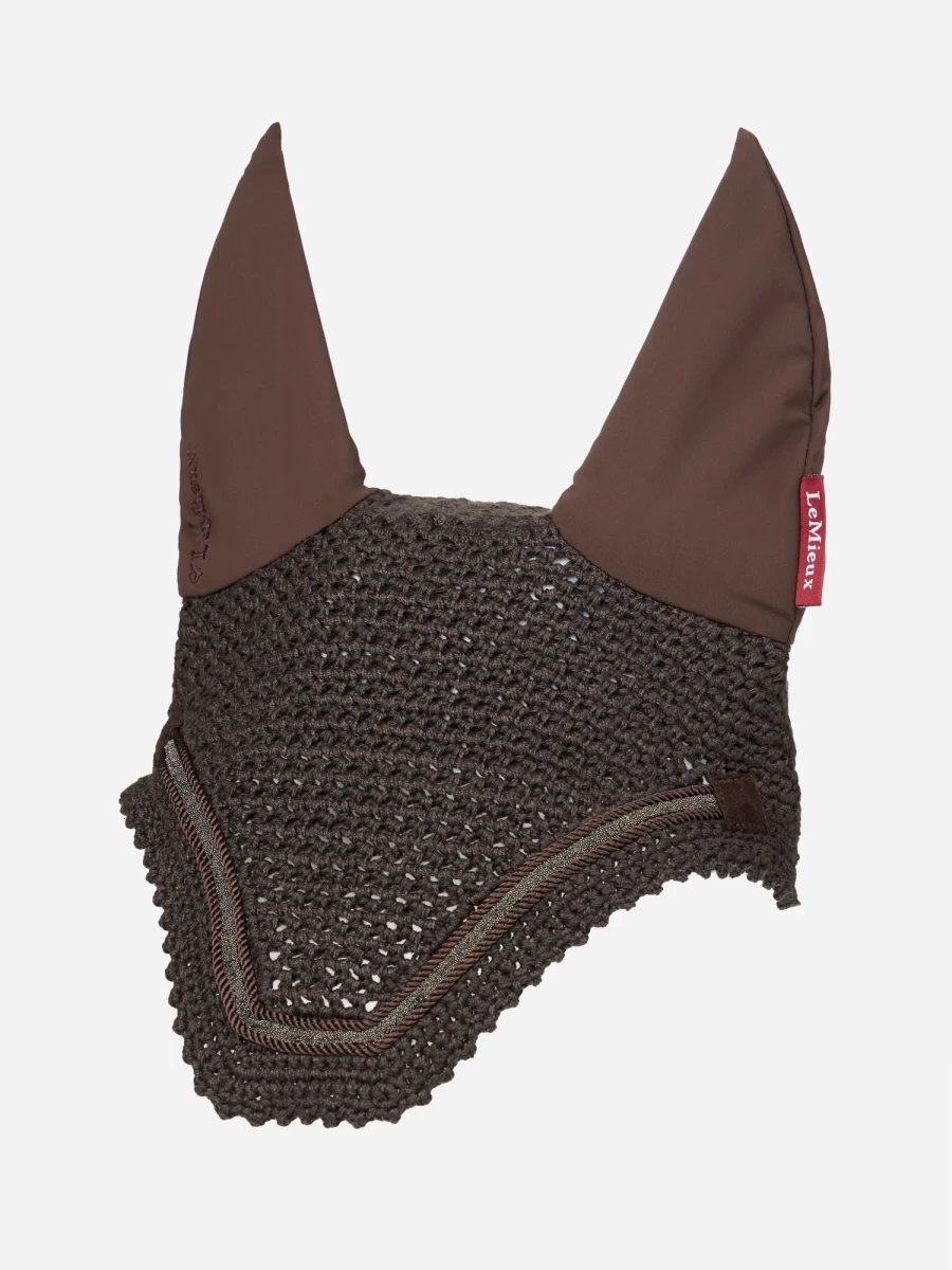 LeMieux Crystal Fly Hood Brown Horse Riding Fly Mask with Crystal Embellishments