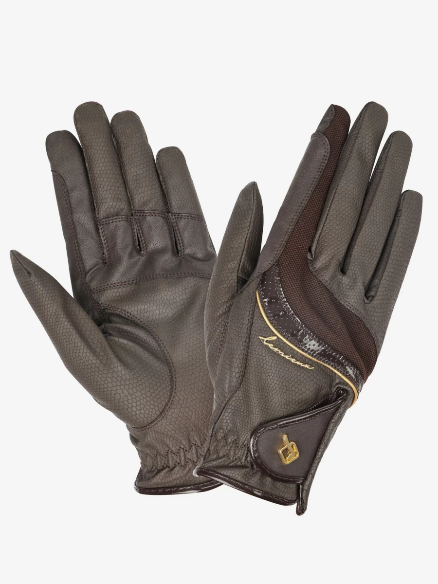 LeMieux Competition Riding Gloves - Premium Brown Equestrian Gloves for Show Jumping & Dressage
