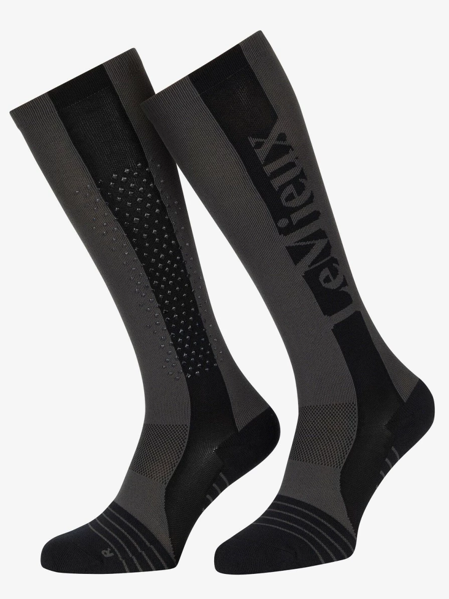 LeMieux Graphite Performance Silicone Grip Socks for Equestrian & Athletic Support