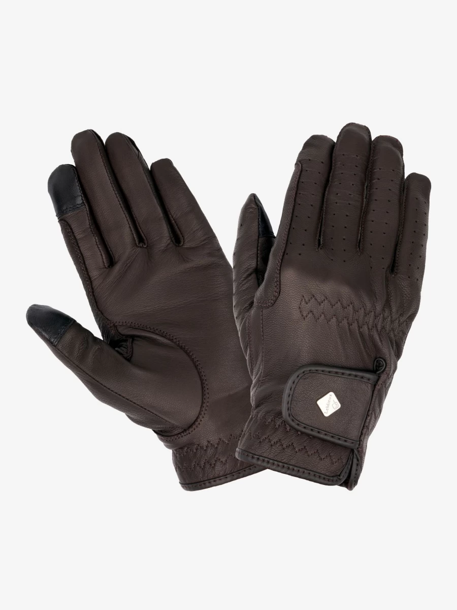 LeMieux Classic Brown Leather Riding Gloves for Equestrian & Horseback Riding