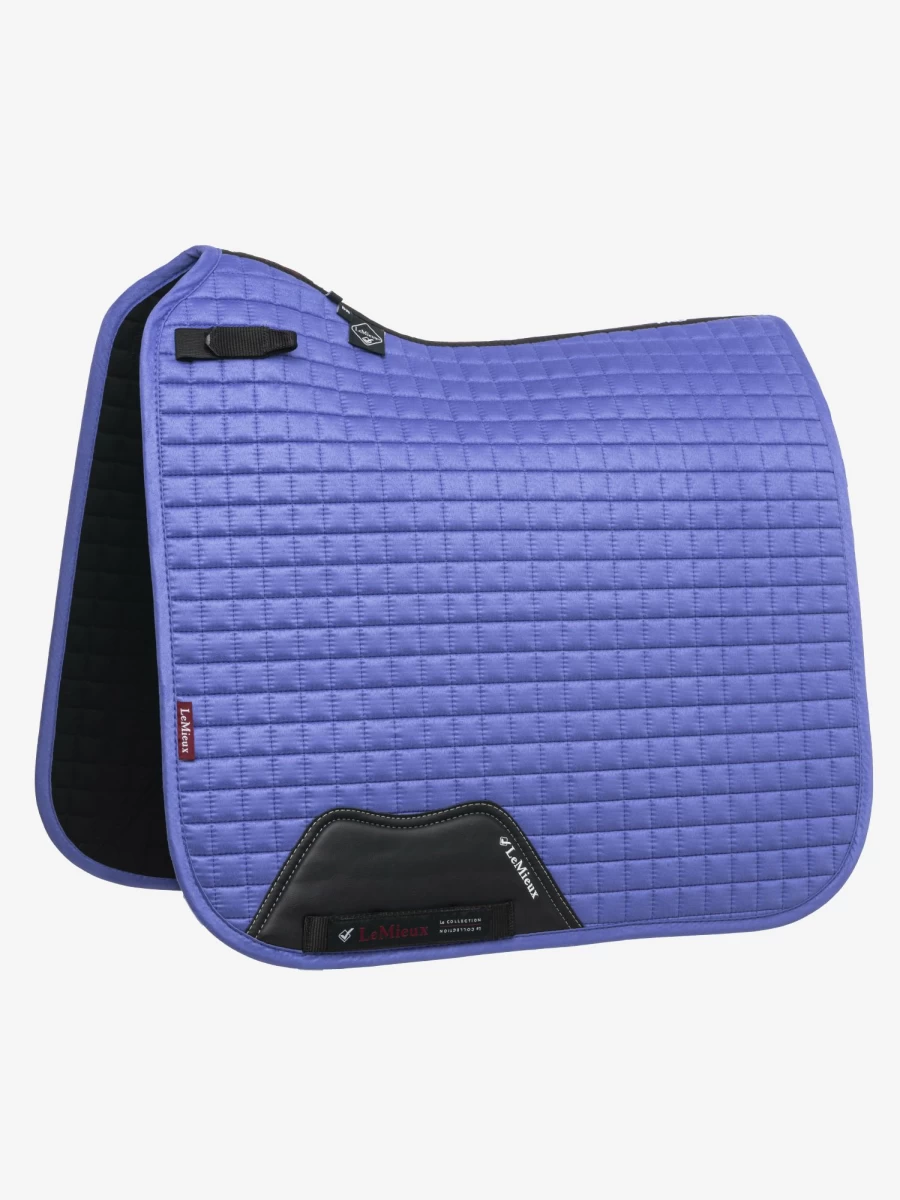 LeMieux Suede Dressage Square Saddle Pad in Bluebell - Premium Equestrian Blue Bell Design