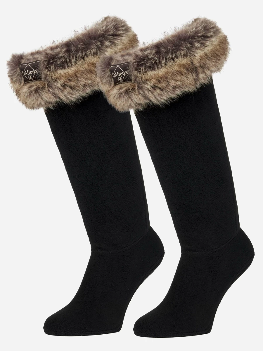 LeMieux Black Faux Fur Wellington Boot Socks for Warmth and Comfort