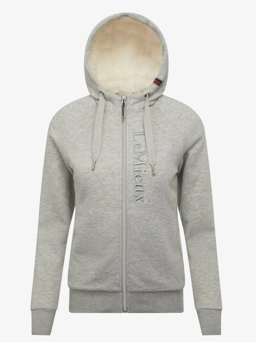 LeMieux Elite Sherpa Lined Zip-Through Hoodie - Grey Marl Fleece Jacket for Men & Women