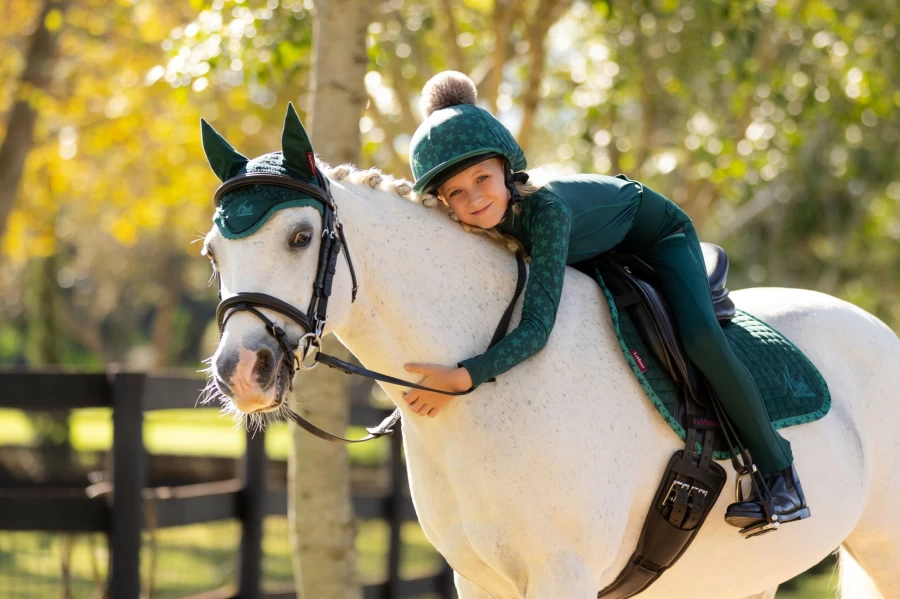 LeMieux Mini Fly Hood Spruce - Lightweight Horse Fly Mask with UV Protection