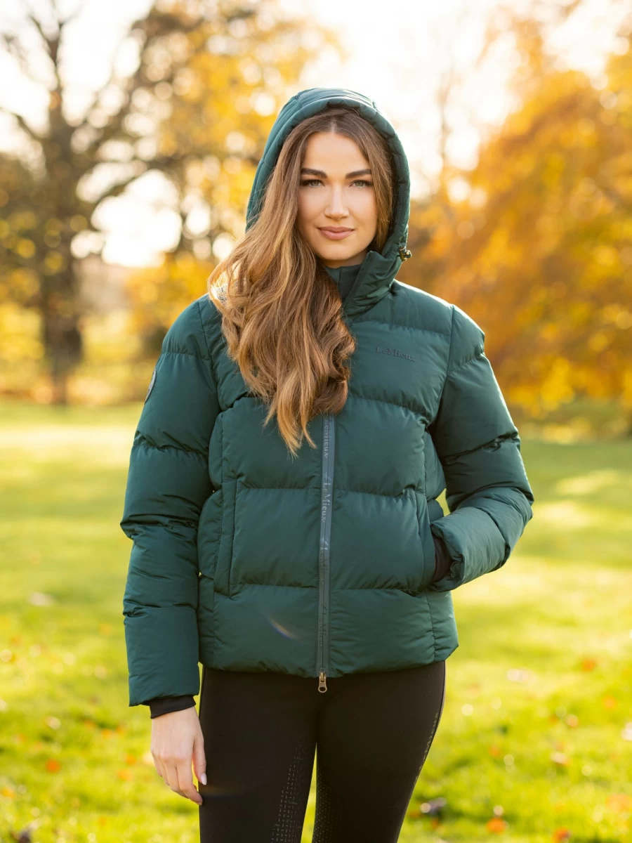 LeMieux Kenza Spruce Green Puffer Jacket for Women - Lightweight Winter Coat