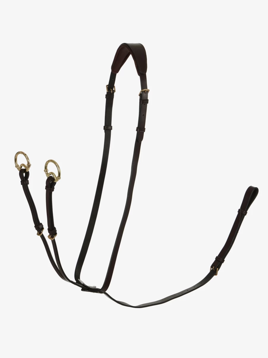 LeMieux Running Martingale Horse Training Aid in Brown with Brass Fittings