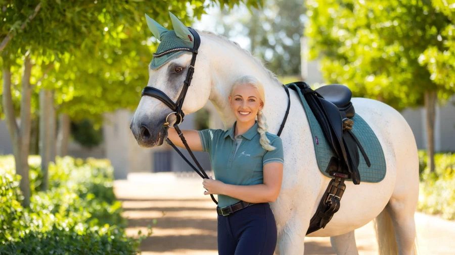 LeMieux Suede Dressage Saddle Pad Square in Sage Green for Horse Riding