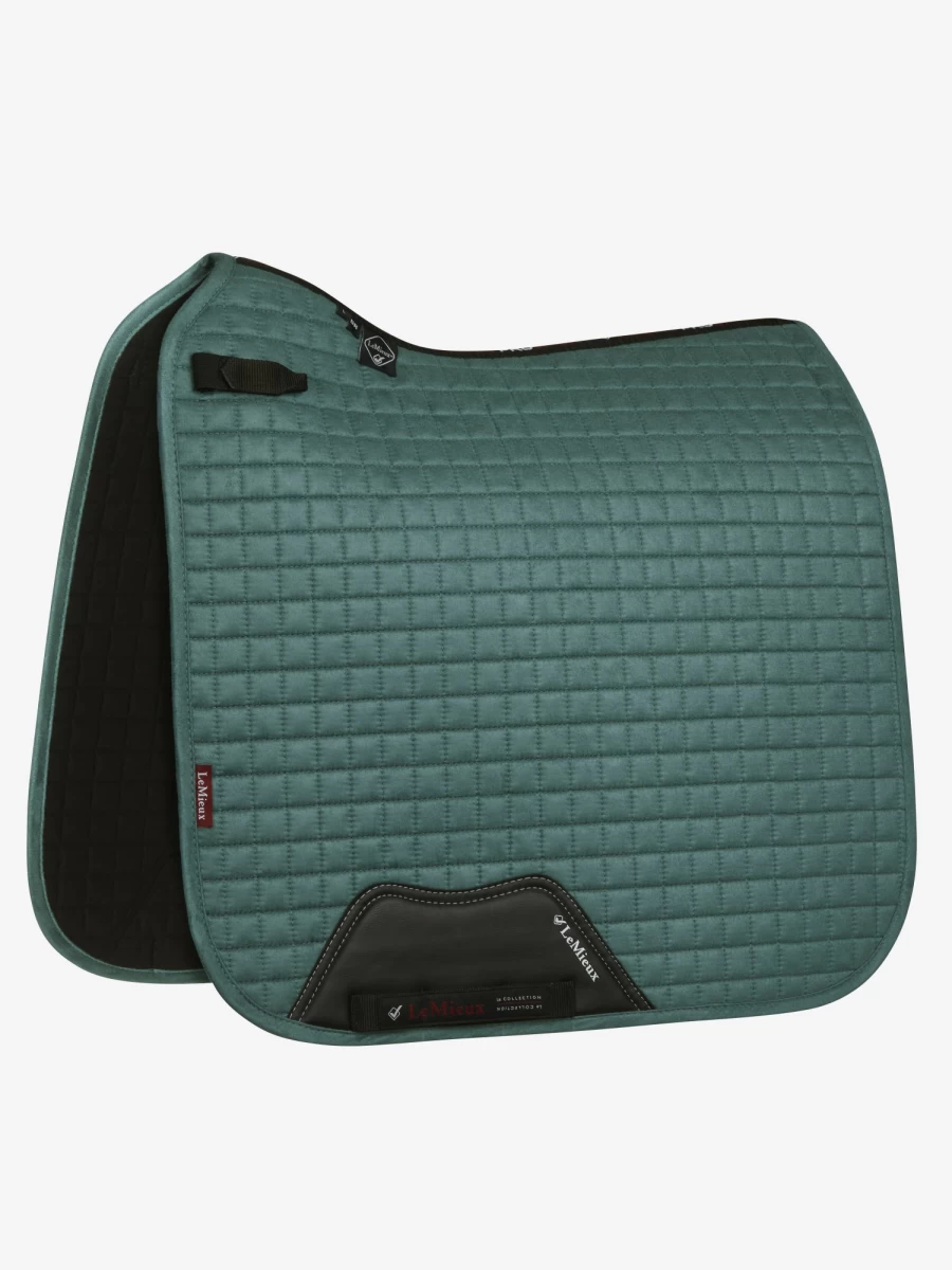 LeMieux Suede Dressage Saddle Pad Square in Sage Green for Horse Riding