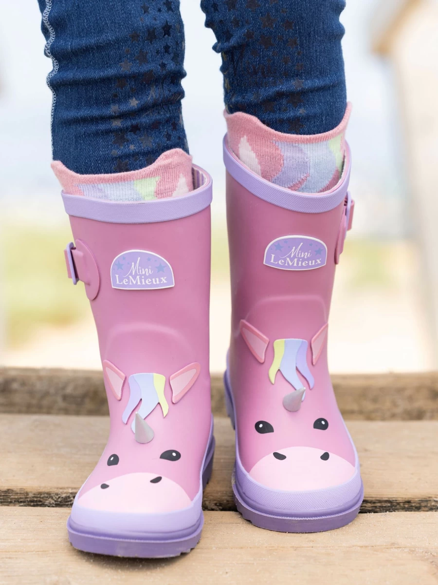 LeMieux Unicorn Kids Welly Boots - Puddle Pals Waterproof Rain Boots for Children