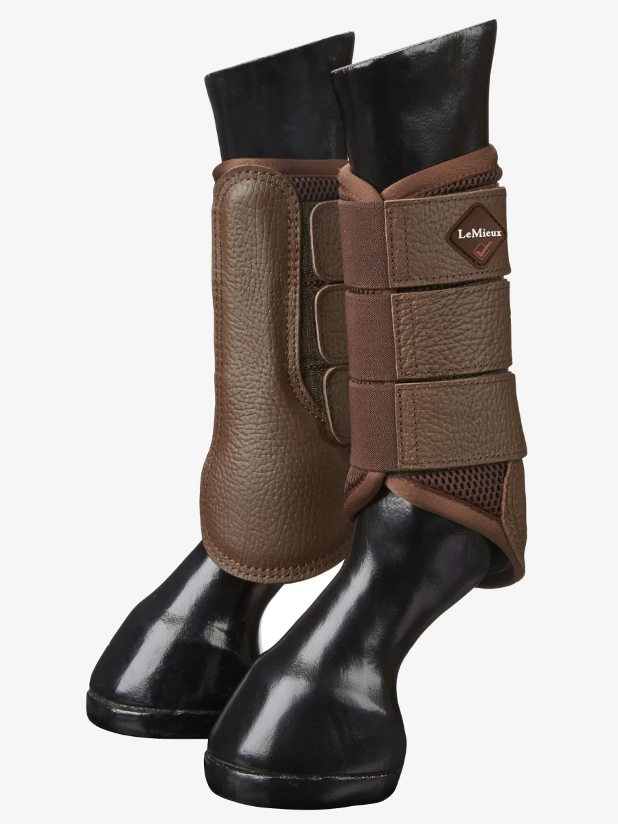 LeMieux Brown Mesh Brushing Boots for Horses – Breathable & Comfortable Equine Leg Protection