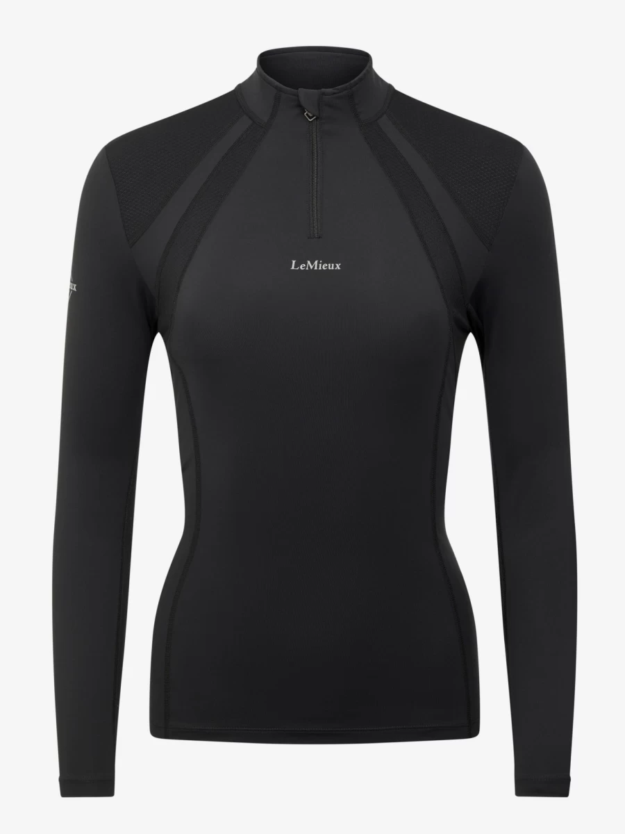 LeMieux Mia Mesh Long Sleeve Base Layer - Breathable Performance Top for Women - Black